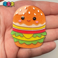 Kawaii Hamburger Glitter Planar Fake Food Flatback Cabochons Decoden Charm 10 Pcs