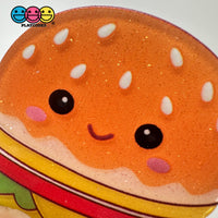 Kawaii Hamburger Glitter Planar Fake Food Flatback Cabochons Decoden Charm 10 Pcs