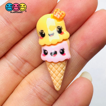 Kawaii Ice Cream Cone Flatback Cabochons Decoden Charm 10 pcs Charm
