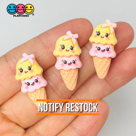 Kawaii Ice Cream Cone Flatback Cabochons Decoden Charm 10 Pcs