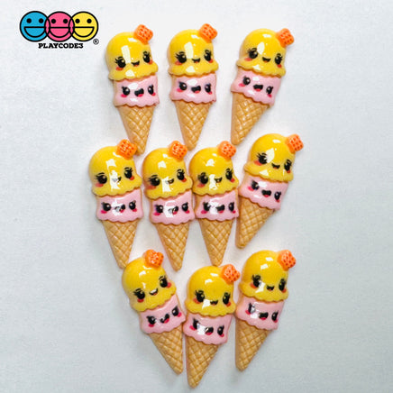 Kawaii Ice Cream Cone Flatback Cabochons Decoden Charm 10 pcs Charm