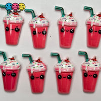 Kawaii Pink Milk Shake Drink With Straw Flatback Cabochons Decoden Charm 10 Pcs Playcode3 Llc