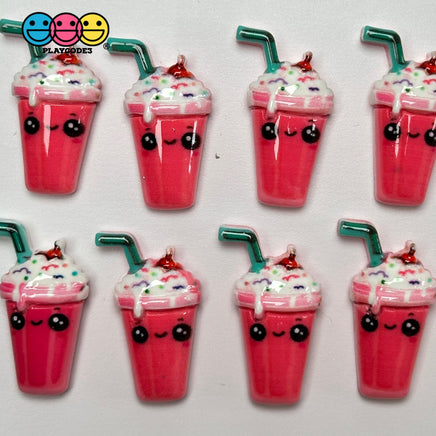 Kawaii Pink Milk Shake Drink With Straw Flatback Cabochons Decoden Charm 10 Pcs Playcode3 Llc
