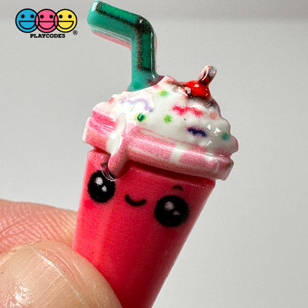 Kawaii Pink Milk Shake Drink With Straw Flatback Cabochons Decoden Charm 10 Pcs Playcode3 Llc