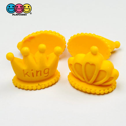 King Queen Crown Flatback Cabochons Decoden Charm 4Pcs