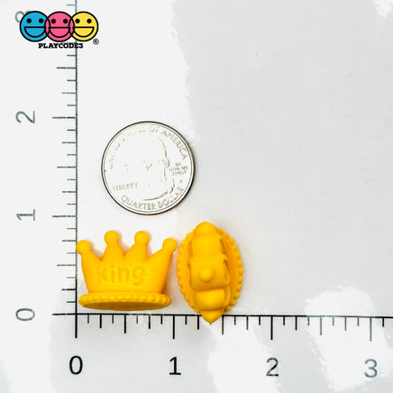 King Queen Crown Flatback Cabochons Decoden Charm 4Pcs