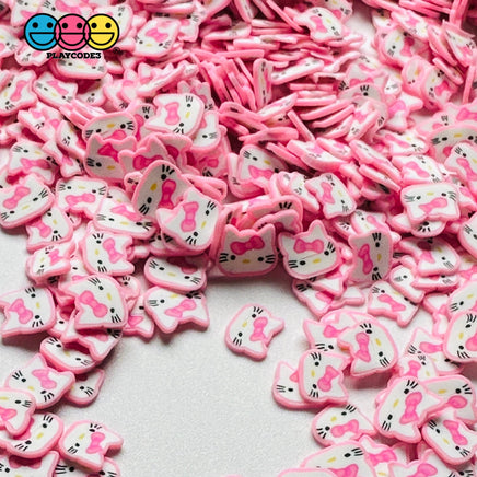Kitty Cat Japanese Cartoon Anime Character Pink Fake Clay Sprinkles Bake Decoden Fimo Jimmies