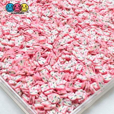 Kitty Cat Japanese Cartoon Anime Red Pink Kawaii Character Pink Fake Clay Sprinkles Bake Decoden