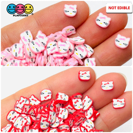 Kitty Cat Japanese Cartoon Anime Red Pink Kawaii Character Pink Fake Clay Sprinkles Bake Decoden