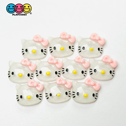 Kitty Cat Japanese Cartoon Tv Character Anime Transparent Charm Flatback Cabochons Decoden 10 Pcs