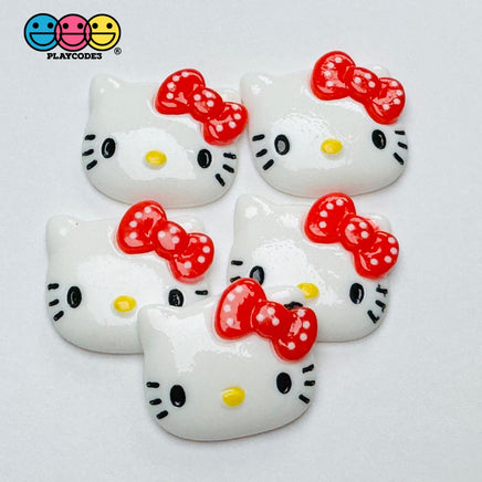 Kitty Japanese Cartoon Anime Cat Kawaii Flatback Cabochons Decoden Charm 5 Pcs