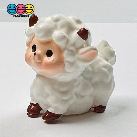 Lamb Figurine Baby White Sheep Easter Cute Figurines Plastic Resin 5 Pcs