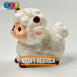 Lamb Figurine Baby White Sheep Easter Cute Figurines Plastic Resin 5 Pcs