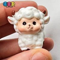 Lamb Figurine Baby White Sheep Easter Cute Figurines Plastic Resin 5 Pcs