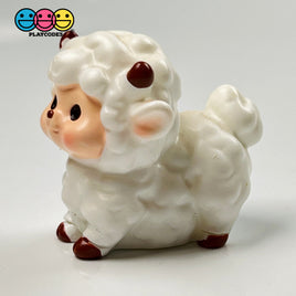 Lamb Figurine Baby White Sheep Easter Cute Figurines Plastic Resin 5 Pcs