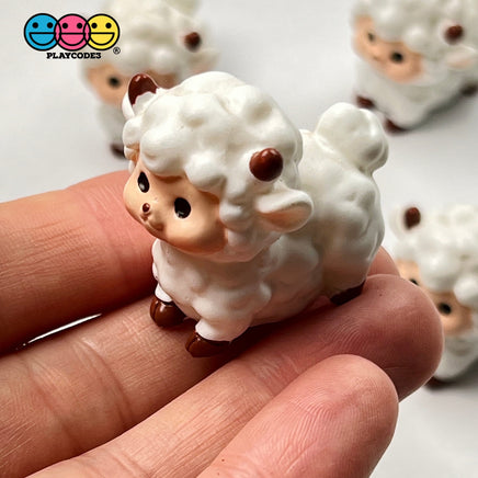 Lamb Figurine Baby White Sheep Easter Cute Figurines Plastic Resin 5 Pcs