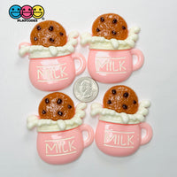Large Milk Mug with Chocolate Chip Cookie Fake Food Flatback Charms Craft Supply - Fake Food