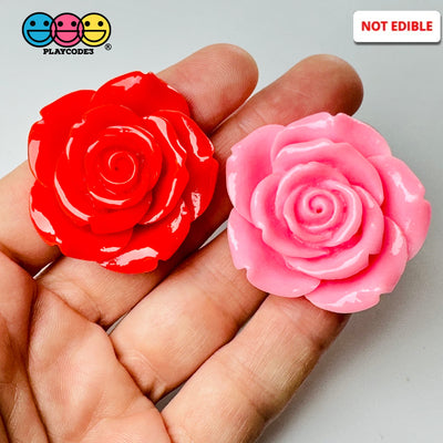 Large Rose Flowers Pink Red Charm Flat Back Cabochons Decoden 10 Pcs Playcode3 Llc