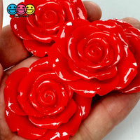 Large Rose Flowers Pink Red Charm Flat Back Cabochons Decoden 10 Pcs Playcode3 Llc
