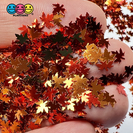 Leaf Fall Autumn Leaves Glitter Confetti Decorations Golden Brown