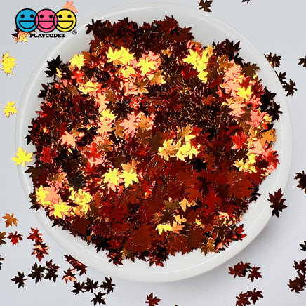 Leaf Fall Autumn Leaves Glitter Confetti Decorations Golden Brown