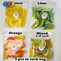 Lemon Orange Lime Fake Wedges Charms Plastic Hallow Wedge Translucent Food 9Pcs Charm