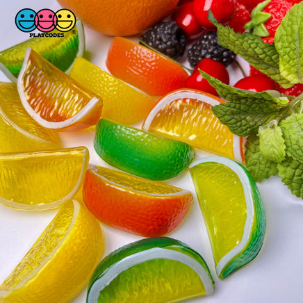 Lemon Orange Lime Fake Wedges Charms Plastic Hallow Wedge Translucent Food 9Pcs Charm