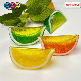 Lemon Orange Lime Fake Wedges Charms Plastic Hallow Wedge Translucent Food 9Pcs Mixed (9Pcs 3 Of