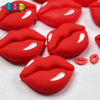 Lip Flatback Charms Red Lips Charm Valentines Day Cabochons 10 Pcs