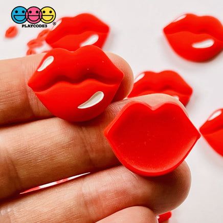 Lip Flatback Charms Red Lips Charm Valentines Day Cabochons 10 Pcs