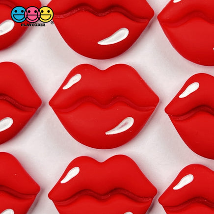 Lip Flatback Charms Red Lips Charm Valentines Day Cabochons 10 Pcs