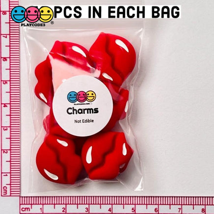 Lip Flatback Charms Red Lips Charm Valentines Day Cabochons 10 Pcs
