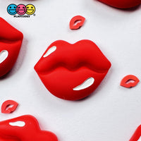 Lip Flatback Charms Red Lips Charm Valentines Day Cabochons 10 Pcs