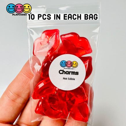 Lips Red Transparent Charms Charm Valentines Day Cabochons Decoden 10 Pcs Playcode3 Llc