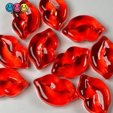 Lips Red Transparent Charms Charm Valentines Day Cabochons Decoden 10 Pcs Playcode3 Llc