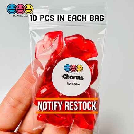 Lips Red Transparent Charms Charm Valentines Day Cabochons Decoden 10 Pcs Playcode3 Llc