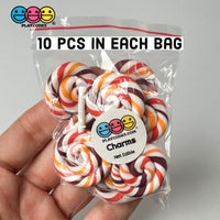 Autumn Swirl Fake Food Charm Thanksgiving Halloween Resin Bake Cabochons 10 Pcs
