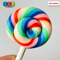 Lollipop Candy Color Rainbow Swirl Fake Food Char Bake Cabochons 10 Pcs