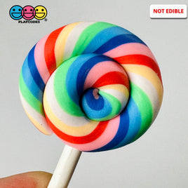 Lollipop Candy Color Rainbow Swirl Fake Food Char Bake Cabochons 10 Pcs