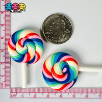 Lollipop Candy Color Rainbow Swirl Fake Food Char Bake Cabochons 10 Pcs
