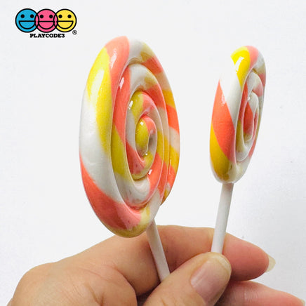 Lollipop Candy Corn Fake Food Charm Rainbow Lollipops Resin Fake Bake Cabochons 3 pcs Fake Food