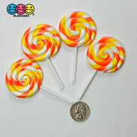 Lollipop Candy Corn Fake Food Charm Rainbow Lollipops Resin Fake Bake Cabochons 3 pcs Fake Food