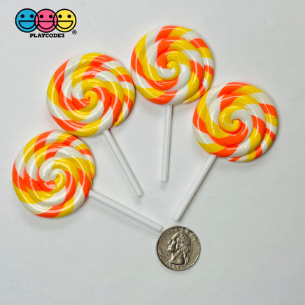 Lollipop Candy Corn Fake Food Charm Rainbow Lollipops Resin Fake Bake Cabochons 3 pcs Fake Food