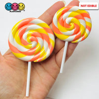 Lollipop Candy Corn Fake Food Charm Rainbow Lollipops Resin Fake Bake Cabochons 3 pcs Fake Food