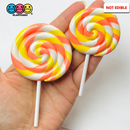 Lollipop Candy Corn Fake Food Charm Rainbow Lollipops Resin Fake Bake Cabochons 3 pcs Fake Food