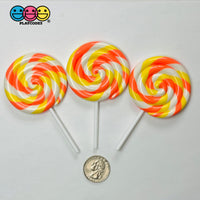 Lollipop Candy Corn Fake Food Charm Rainbow Lollipops Resin Fake Bake Cabochons 3 pcs Fake Food