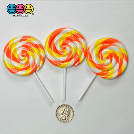 Lollipop Candy Corn Fake Food Charm Rainbow Lollipops Resin Fake Bake Cabochons 3 pcs Fake Food