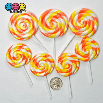 Lollipop Candy Corn Fake Food Charm Rainbow Lollipops Resin Fake Bake Cabochons 3 pcs Fake Food