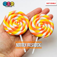 Lollipop Candy Corn Fake Food Charm Rainbow Lollipops Resin Fake Bake Cabochons 5 pcs Fake Food