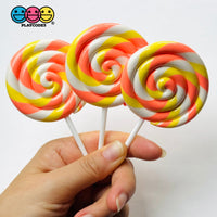 Lollipop Candy Corn Fake Food Charm Rainbow Lollipops Resin Fake Bake Cabochons 3 pcs Fake Food